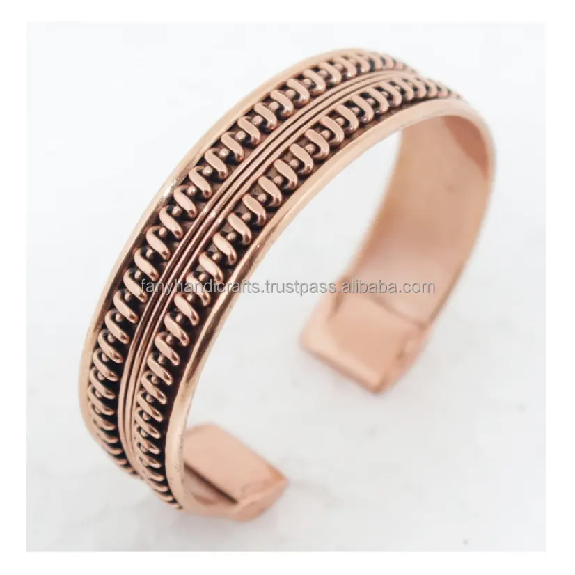 Элегантный медный браслет с покрытием из розового золота для облегчения боли в запястье и браслеты-обручи Модные металлические браслеты ручной работы