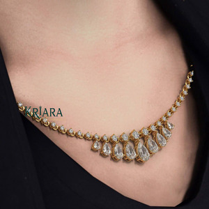 S925 Women's Gold Plated Moissanite <b>Statement</b> <b>Necklace</b> Pear Cut Claw Setting Luxury Water Drop Chain <b>Necklaces</b> - Product Image 1