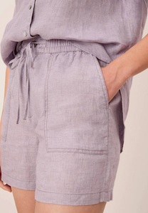 Women's 100% <b>Linen</b> Drawstring <b>Shorts</b> Solid Color Mid Waist Loose Fit Casual Style Woven Fabric Breathable Design - Product Image 4