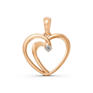 Colgante de Doble Corazón con Diamante Cultivado en Laboratorio de Oro de 10K, Certificado IGI, Chapado en Rodio, Joyería Fina Elegante y Minimalista, Regalo para Mujer y Fiesta - Product Image 1