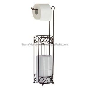 Porte-papier toilette sur pied en fer forgé, conçu pour les maisons de luxe, offrant une résistance durable et une élégance accrue à la salle de bain - Product Image 3