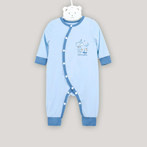 Vente en gros de combinaisons pour bébés unisexes à manches longues avec boutons latéraux, imprimé de dessins animés, respirantes, 4 saisons, modal et élasthanne ALB05 - Product Image 1