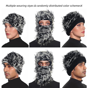 Pasamontañas Unisex de Acrílico con Efecto Desgastado y Peludo, Diseño Personalizado, Tejido Holgado, Máscara de Esquí, Cubre Rostro Completo, Venta al por Mayor - Product Image 4