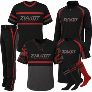 ชุดยูนิฟอร์มเบสบอลอุตสาหกรรม ZIAKOT สำหรับผู้ชาย สีดำแดง ผ้าโพลีเอสเตอร์ระบายความชื้น ทรงสปอร์ต เหมาะสำหรับทุกฤดูกาล - Product Image 3