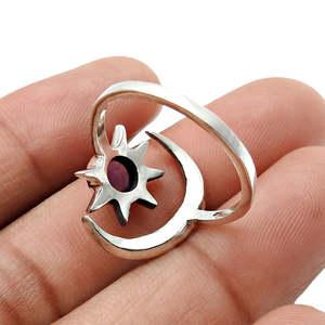 Natural Amethyst Gemstone Light Weight Silver <b>Rings</b> Crafted From 925 Sterling Silver Handmade Sun & <b>Moon</b> Design Boho <b>Ring</b> - Product Image 4