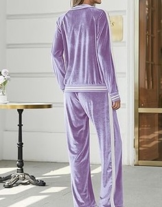 Ensemble de survêtements en velours pour femmes, sur mesure, pour l'hiver, deux pièces, jogging, survêtements en velours amples, respirants, pour filles - Product Image 2