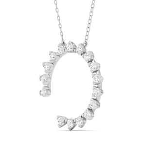 Pendentif fer à cheval en forme de U en diamant de laboratoire en gros, or 10K 14K 18K, argent 925 935, cadeau de luxe pour fiançailles et mariage, rhodié - Product Image 3
