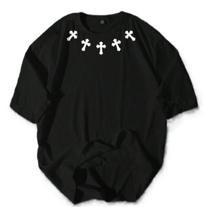 <b>Gothic</b> Cross Men's <b>shirts</b> Oversized Black Tee 250GSM Drop Shoulder Streetwear Hip Hop Cotton OEM Bulk Supplier - Product Image 2