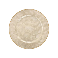 Assiette de service décorative ronde en nacre de luxe, blanche, pour mariage, décoration de table, vente en gros