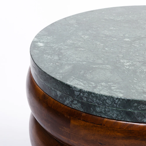 <b>Modern</b> Solid Wood Multi-functional Convertible <b>Extendable</b> Nightstand <b>Round</b> Side <b>Table</b> With Marble Top <b>Round</b> Design - Product Image 6