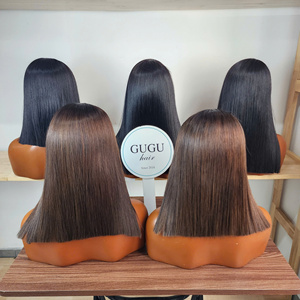 Perruque longue et droite en cheveux vierges vietnamiens, double densité, pour dentelle, densité 250 %, sans colle, transparente, 100 % cheveux humains, bonnet moyen - Product Image 4