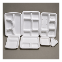 Assiette carrée en bagasse naturelle, robuste, pour plats à emporter, biodégradable, réutilisable, compostable, jetable, 4/5/6 compartiments, BRC