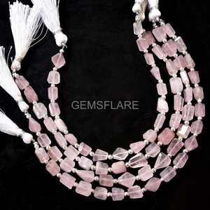 Cuentas facetadas de cuarzo rosa al por mayor, pepitas sueltas de cuarzo rosa en forma de cuentas de 5x7-6x8MM, 8 pulgadas para la fabricación de joyas - Product Image 5