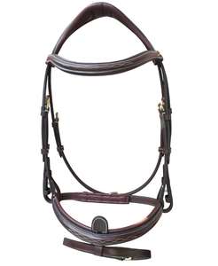 Juego de Brida de Cuero Inglés Profesional de Lujo para Caballos, con Acolchado Extra Suave, Costuras Reforzadas y Correas Ajustables para Salto - Product Image 1