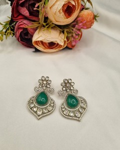 Elegantes Pendientes Kundan en Forma de Lágrima Azul, Pendientes Jhumka Étnicos Chapados en Oro Antiguo Vintage, Joyería de Boda Pakistaní para Mujer - Product Image 5