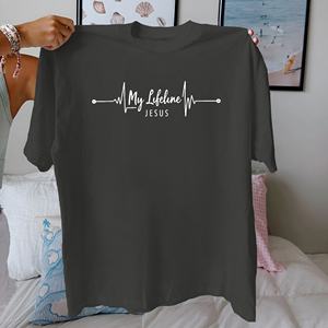 Tshirt pour femme en pur coton My Lifeline Jesus coupe confortable - Product Image 3