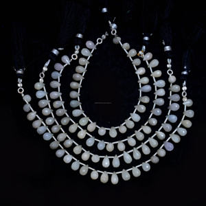 ลูกปัดอัญมณีสีขาวขนาด6นิ้ว6x5ถึง8x5มม. สำหรับทำสร้อยข้อมือเครื่องประดับ - Product Image 1