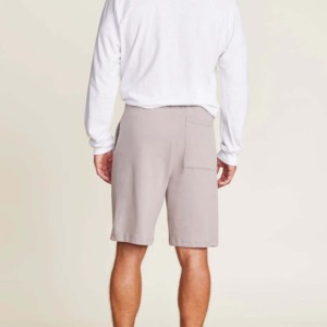 Men's Light Gray Cotton Bermuda Shorts Drawstring Waist Pockets Casual Fit <b>Mid</b> Rise Breathable Anti-UV Eco-Friendly Knitted - Product Image 2