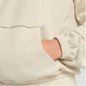 Conjunto de Sudadera con Capucha para Mujer, Manga Larga, Color Sólido, Tejido de Algodón, Corte Holgado, Informal, Dos Piezas, Pantalones Cortos, Traje para Primavera/Verano - Product Image 5