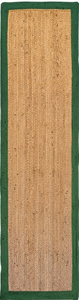 Handmade Natural Jute <b>Runner</b> Rug with <b>Green</b> Border for Hallway Kitchen Entryway - Product Image 2