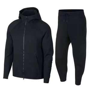<b>Tech</b> Men's Fleece Hoodie Dark Red 100% Cotton Sportswear Breathable Plus Size Tracksuits Jogger Suits for Winter - Product Image 2