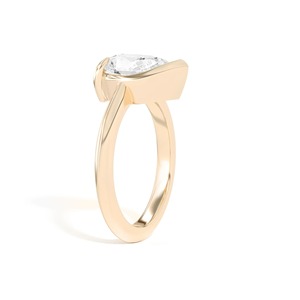 Bague en or massif 14 carats avec émeraude taille poire semi-sertie pour fiançailles, mariage et anniversaire - Cadeau de luxe - Product Image 2