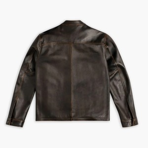 Men's Winter Sheep Skin Motorcycle <b>Jacket</b> <b>Thick</b> Warm Casual Vintage Stand Collar Zipper Closure - Product Image 3