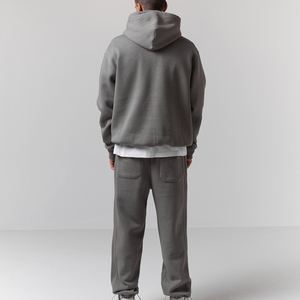 Custom Logo Winter Solid Drawstring 500GSM Heavyweight 100% Cotton <b>Pullover</b> Boxy Baggy Hoodie Sweatpants Tracksuit Set for <b>Men</b> - Product Image 2