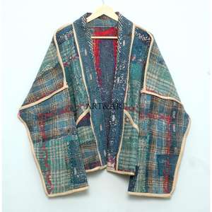 <b>Lightweight</b> Knitted Bohemian Kantha Reversible Eco-Friendly <b>Jacket</b> Colorful Handmade Embroidered Cotton for <b>Women</b> Winter <b>Summer</b> - Product Image 5