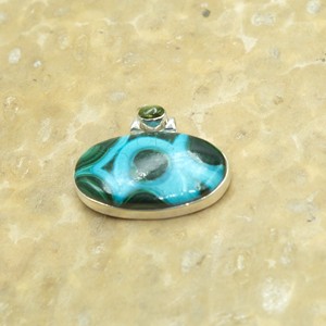 <b>Top</b> Quality Malachite Chrysocolla Peridot Gemstone Pendant 925 Sterling Silver <b>Rose</b> Gold Plated Handmade Jewelry Women Unisex - Product Image 4