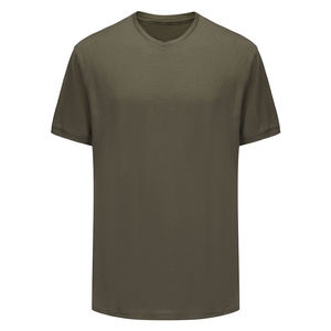 T-shirt décontracté pour homme, col rond, manches courtes, coupe classique, couleur unie, tricoté - Product Image 1