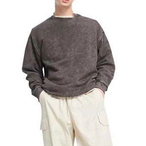 Sweat-shirt pour homme en tissu délavé de qualité supérieure, col rond, manches longues, coupe confortable, style vintage décontracté - Product Image 3