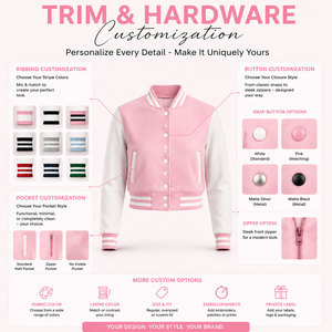 Veste Courte Personnalisée Femme OEM Marque Privée Mélange de Laine Blouson Baseball Faible MOQ Vente Directe Usine - Product Image 4