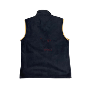 Chaleco de lana azul para hombre con cuello alto, cremallera, ribete dorado, logotipo bordado personalizado, chaleco informal de otoño - Product Image 2