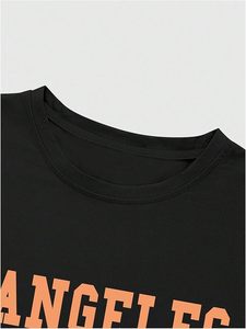 Camiseta gótica Y2K para hombre, con estampado de letras, bloques de color, manga larga, cuello redondo, estilo informal para vacaciones - Product Image 5