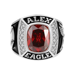 Anillo de Plata de Ley 925 para Hombre con Piedra de Nacimiento en Forma de Cojín, Personalizado, Anillo de Colegio o Universidad - Product Image 2