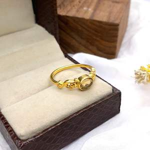 Anillo de plata de ley 925 con citrino natural, chapado en oro de 14k, hecho a mano, con piedra preciosa, anillo llamativo, regalo de joyería para mujer - Product Image 6