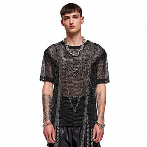 Camiseta de malla con pedrería para hombre, personalizada, transparente, 100% poliéster, para hombre - Product Image 4