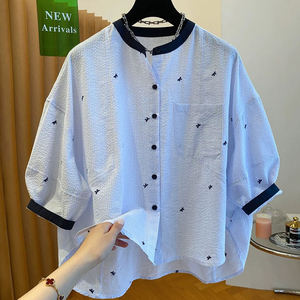 Camisa de mujer con estampado de cuello redondo, elegante, vintage, transpirable, informal de oficina, nueva moda de verano 2026 al por mayor - Product Image 4
