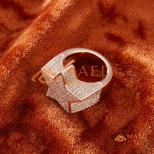 แหวนรูปดาวประดับเพชรโรสโกลด์ |   ดีไซน์รูปดาว 5 แฉกที่เป็นเอกลักษณ์ |   แหวนฮิปฮอปชุบทองคำขาว 18K ดีไซน์โดดเด่น - Product Image 2