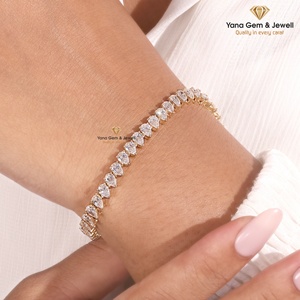 9 TCW CVD Lab Grown Diamond Luxury Pear Shape Tennis Bracelet for Anniversary Gift D-E-F Color VVS-VS Clarity 14k <b>Solid</b> <b>Gold</b> - Product Image 3