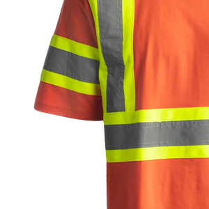 เสื้อกั๊กนิรภัยสีส้มสะท้อนแสงพร้อมแถบสะท้อนแสงสำหรับผู้ชาย แขนสั้น เหมาะสำหรับงานก่อสร้าง สวมใส่สบาย รับสกรีนโลโก้ - Product Image 6