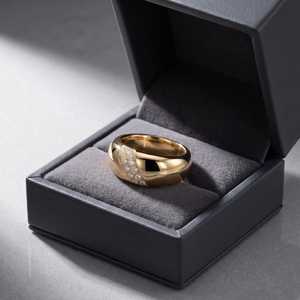Wide Band Round Cut Lab Grown Diamond <b>Dome</b> <b>Ring</b> 18K Solid Gold Fine Jewelry Father's Birthday Wishes Gift Her - Product Image 4