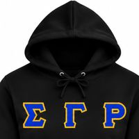 Sweat à capuche noir Sigma Gamma Rho pour femme, avec lettres grecques, en polaire, pour sororité universitaire, décontracté, brodé sur mesure