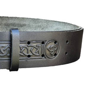 Cinturón de Cuero con Patrón de Espiral Celta, Cinturón Escocés de Alta Calidad 100% Cuero, Suministros de Fábrica OEM ODM - Product Image 2