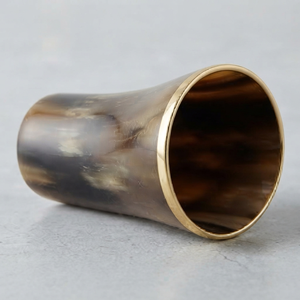 Handcrafted Eco-Friendly Buffalo Horn Glass <b>Cup</b> with Gold Brass Edge Curved Design From REHMAN CRAFT - Product Image 2