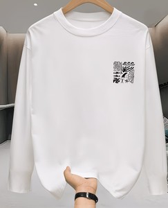 เสื้อยืดแขนยาวผู้ชายลายพิมพ์ดอกไม้คลื่นทะเลสีเงิน คุณภาพสูง เนื้อผ้านุ่ม ระบายอากาศได้ดี สำหรับฤดูใบไม้ร่วง - Product Image 5