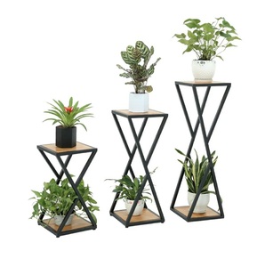 Heavy duty iron plant pot stand tall multi tier rack indoor outdoor garden balcony planter holder stylish decorative home - Product Image 1