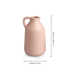 Jarrón de cerámica de diseño elegante, color rosa pastel y blanco, jarrón decorativo para flores, decoración minimalista nórdica para el hogar, centro de mesa. - Product Image 6