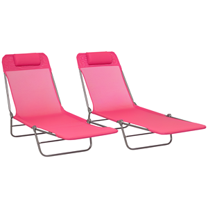Set di 2 Sdraio Pieghevoli con Schienale Reclinabile, Seduta in Rete Traspirante e Poggiatesta per Prendere il Sole a Piscina e in Spiaggia - Product Image 1